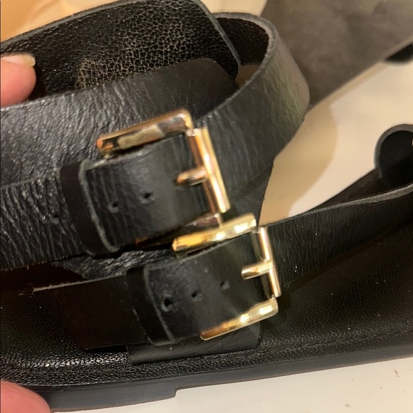 Anthropologie Black Leather Sandals with Ankle Strap Size 10 - Picture 5 of 10